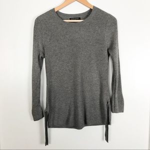 Banana Republic Waffle Knit Grey Side Tie Sweater Small